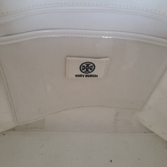 Tory Burch Beach Coated Canvas Tote Off White Large - Picture 10 of 12